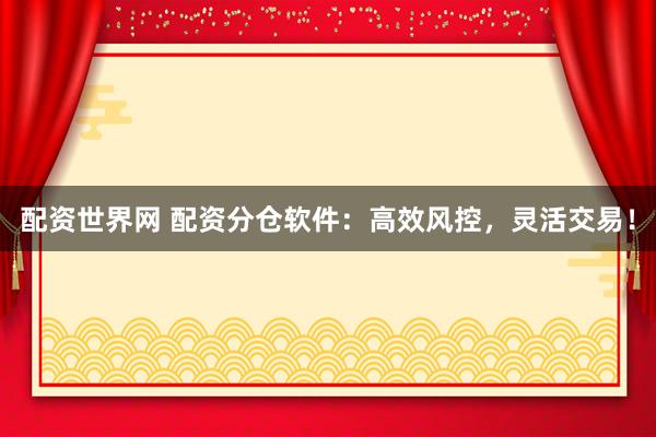 配资世界网 配资分仓软件：高效风控，灵活交易！