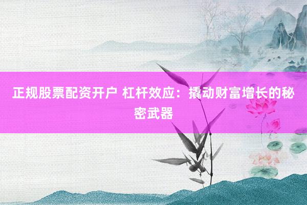 正规股票配资开户 杠杆效应：撬动财富增长的秘密武器