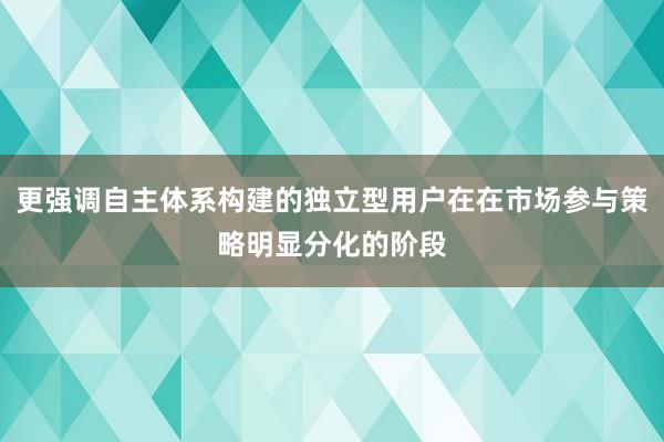 更强调自主体系构建的独立型用户在在市场参与策略明显分化的阶段