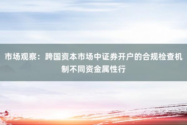 市场观察：跨国资本市场中证券开户的合规检查机制不同资金属性行