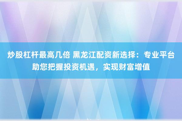 炒股杠杆最高几倍 黑龙江配资新选择：专业平台助您把握投资机遇，实现财富增值